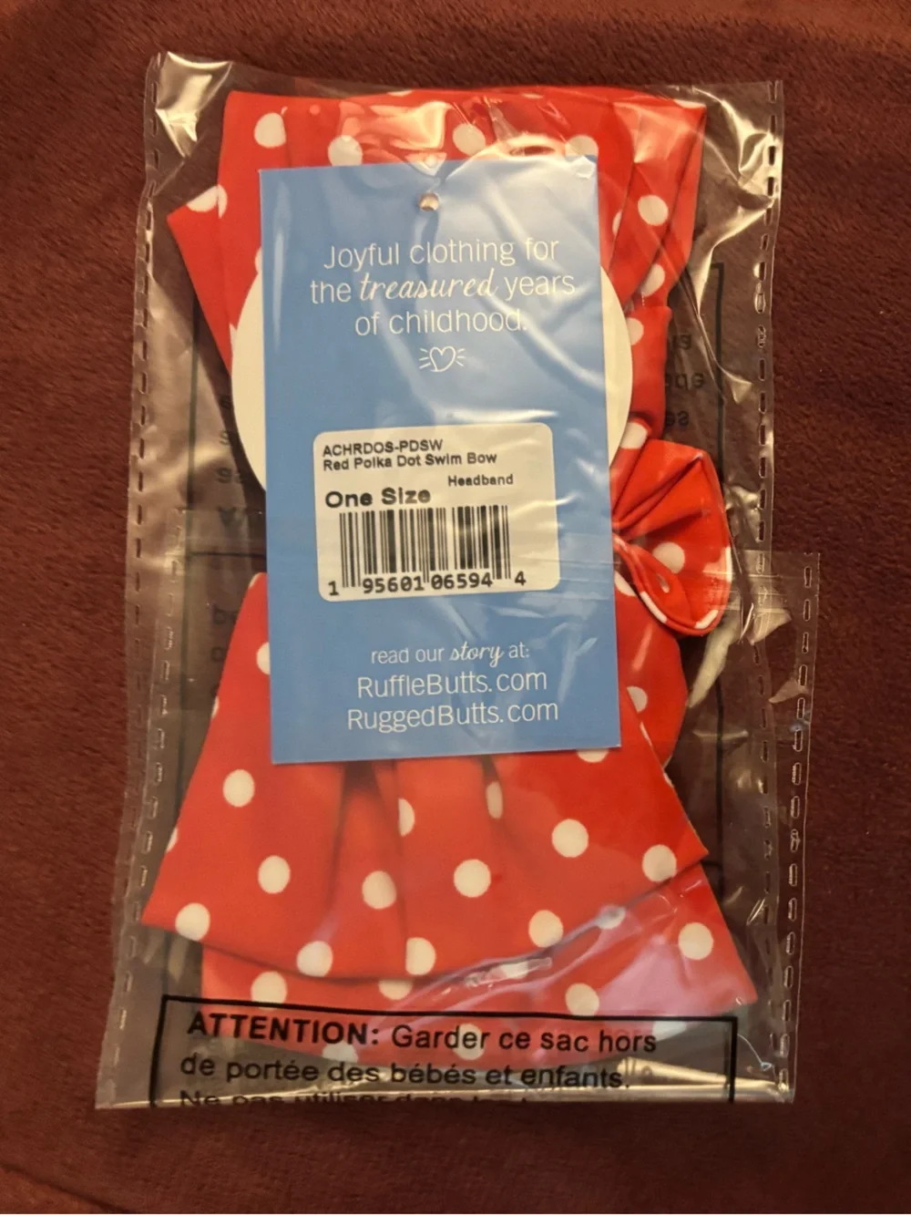RuffleButts Red Polka Dot Swim Bow